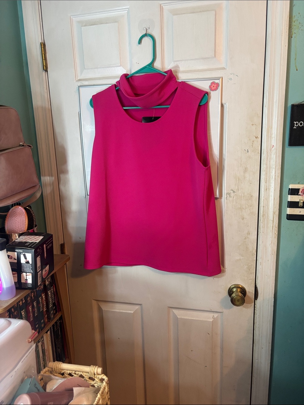 Attitudes by Renee Hot Pink Sleeveless Mock-Neck Tank Size XL